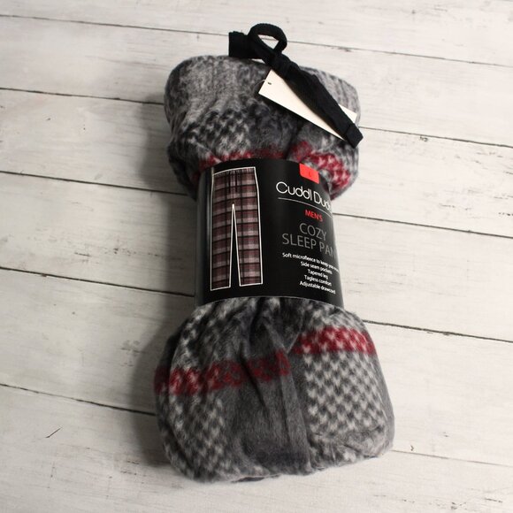 Cuddl Duds Men's Fleece Pajama Pants Size 3XL T Tall Gray Red Plaid - Picture 2 of 4